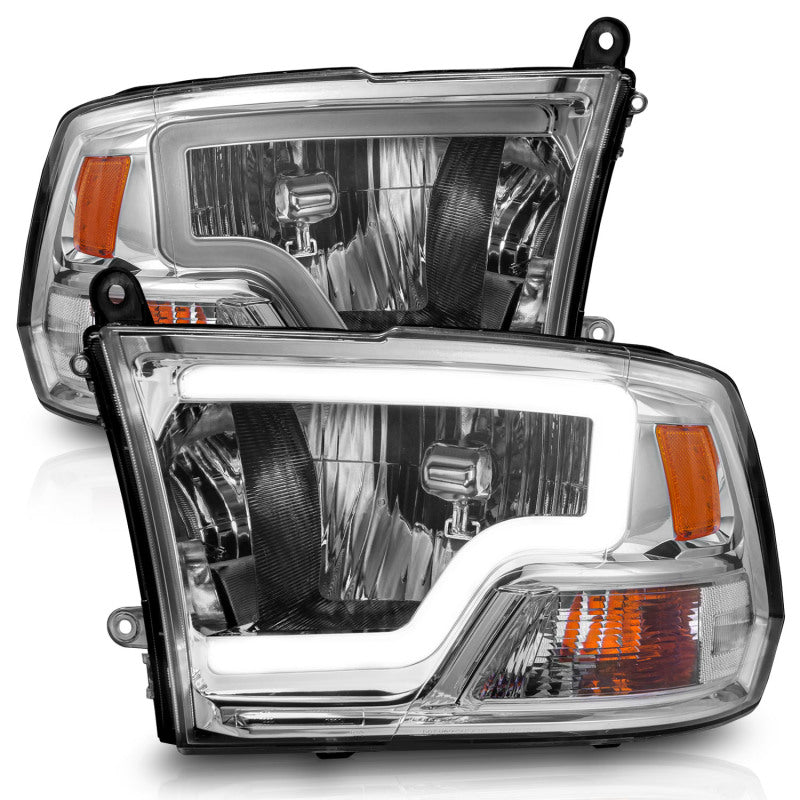 ANZO 111516 2018 fits Dodge 09-20 Ram 1500/ 2500/ 3500 Crystal Headlights w/ Light Bar Chrome Housing