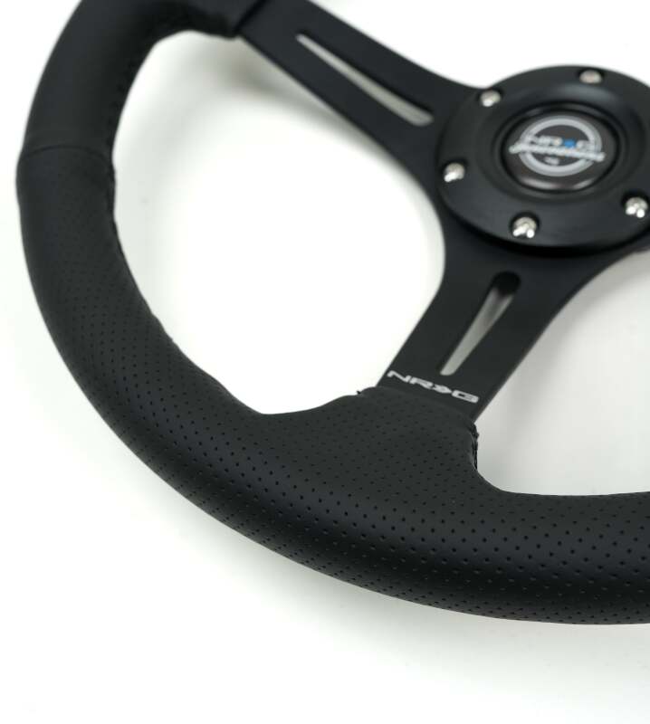 NRG RST-030PR-BK RST-030PR-BK Reinforced Perforated Leather Racing Steering