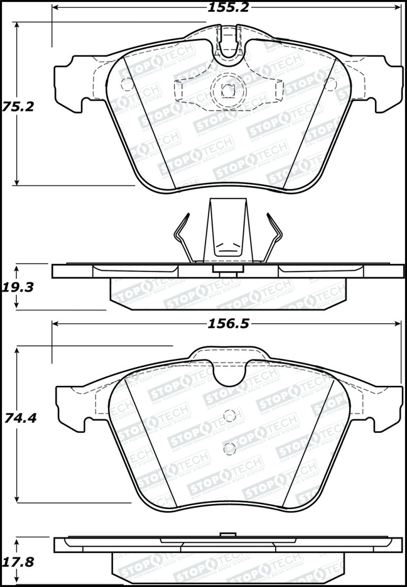 StopTech 308.12402 fits Jaguar 06-08 S-Type Street Performance Front Brake Pads