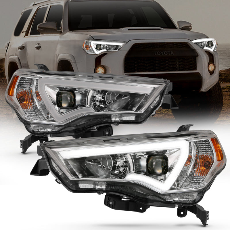 ANZO 111417 fits Toyota 14-18 4 Runner Plank Style Projector Headlights Chrome w/ Amber