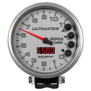 AutoMeter 6886 Autometer 5 inch Ultimate III Playback Tachometer 11000 RPM - Silver