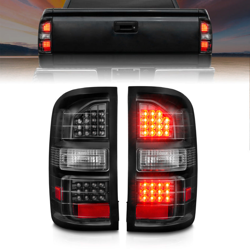 ANZO 311397 2018 fits GMC 14-20 Sierra LED Tail Lights Black Housing Clear Lens