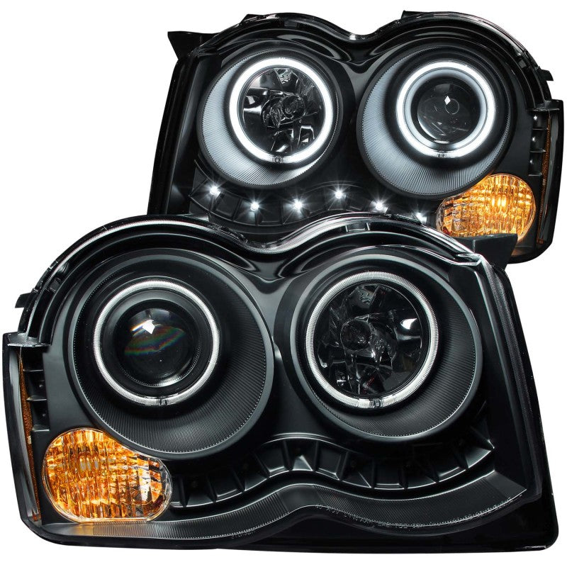 ANZO 111213 2010 fits Jeep 08-20 Grand Cherokee Projector Headlights w/ Halo Black (CCFL)