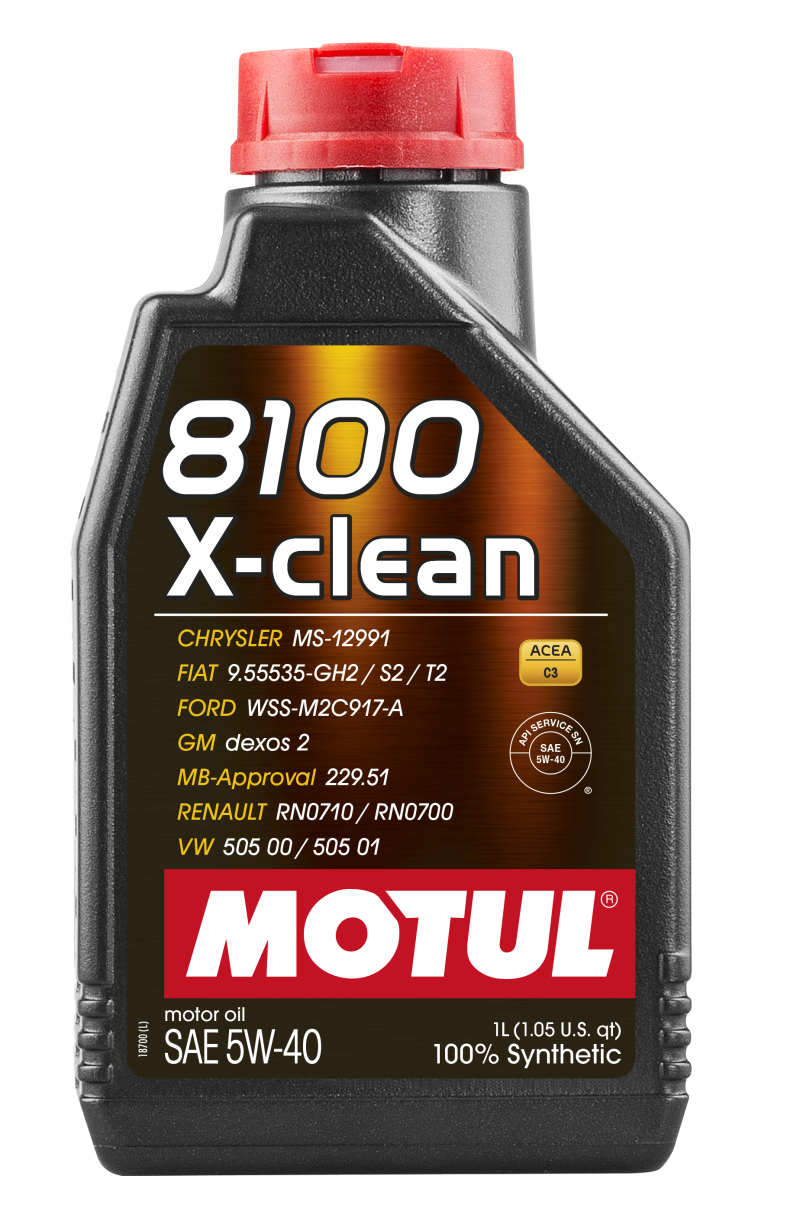 Motul 102786 1L Synthetic Engine Oil 8100 5W40 X-CLEAN C3 -505 2 00-505 00-LL04