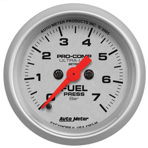 AutoMeter 4363-M AutoMeter Gauge Fuel Pressure 2-1/16in. 7 Bar Electric Ultra-Lite