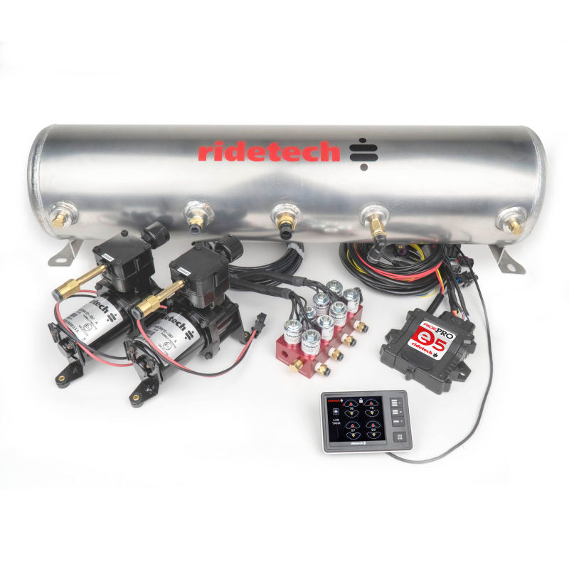 Ridetech 30534100 RidePro E5 Air Ride Suspension Control System 5 Gallon Dual Compressor 1/4in Valves