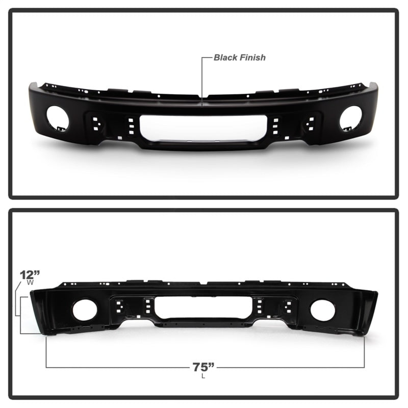 Spyder 9948459 fits Ford 09-14 F150 w/Fog Light Hole Front Bumper - Black (OEM # 9L3Z17757DPTM)