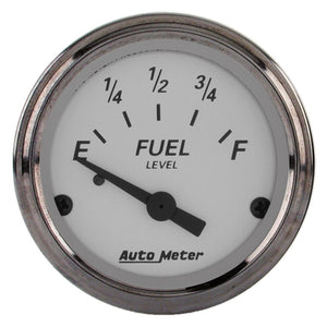 AutoMeter 1905 AutoMeter Gauge Fuel Level 2-1/16in. 73 Ohm(e) to 10 Ohm(f) Elec American Platinum