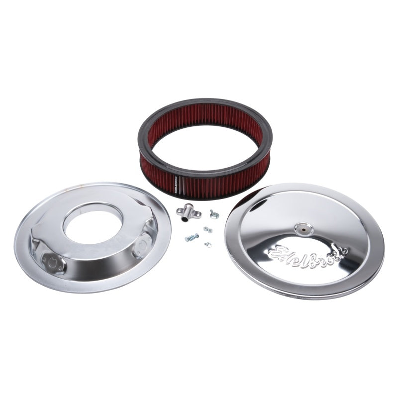 Edelbrock 1206 Air Cleaner Pro-Flo Series Round 14 In Diameter Cloth Element Chrome