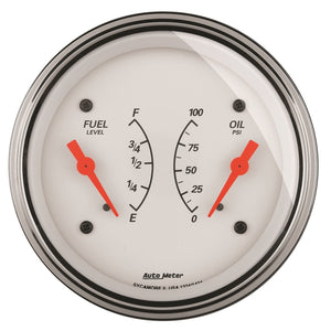 AutoMeter 1313 AutoMeter Gauge Dual Fuel & Oilp 3-3/8in. 240 Ohm(e) to 33 Ohm(f) & 100PSI Elec Arctic White
