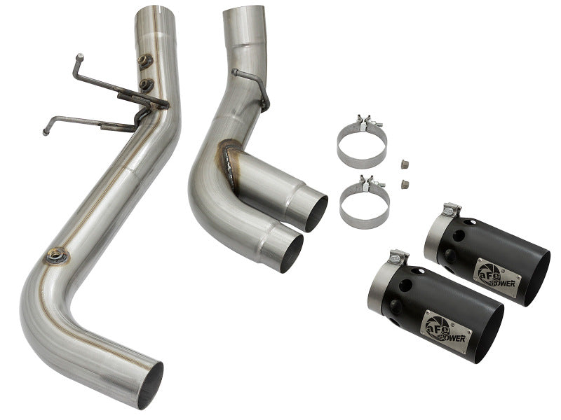 AFE 49-44089-B y Series 4in 409-SS DPF-Back Exhaust w/ Dual Black Tips 2017 fit
