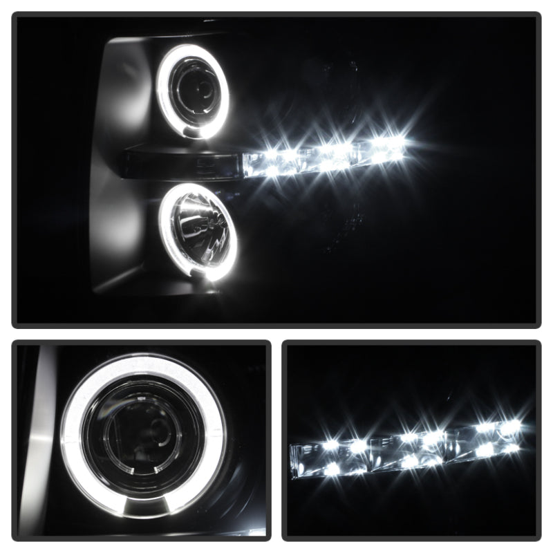 Spyder 5078322 fits Chevy 07-13 Silverado 1500/2500 Projector Headlights LED Ha