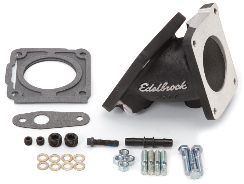 Edelbrock 38353 EFI Throttle Body Adaptor (Elbow) fits Ford Mustang 94-95 w/ Black Mini Texture Powder Coat