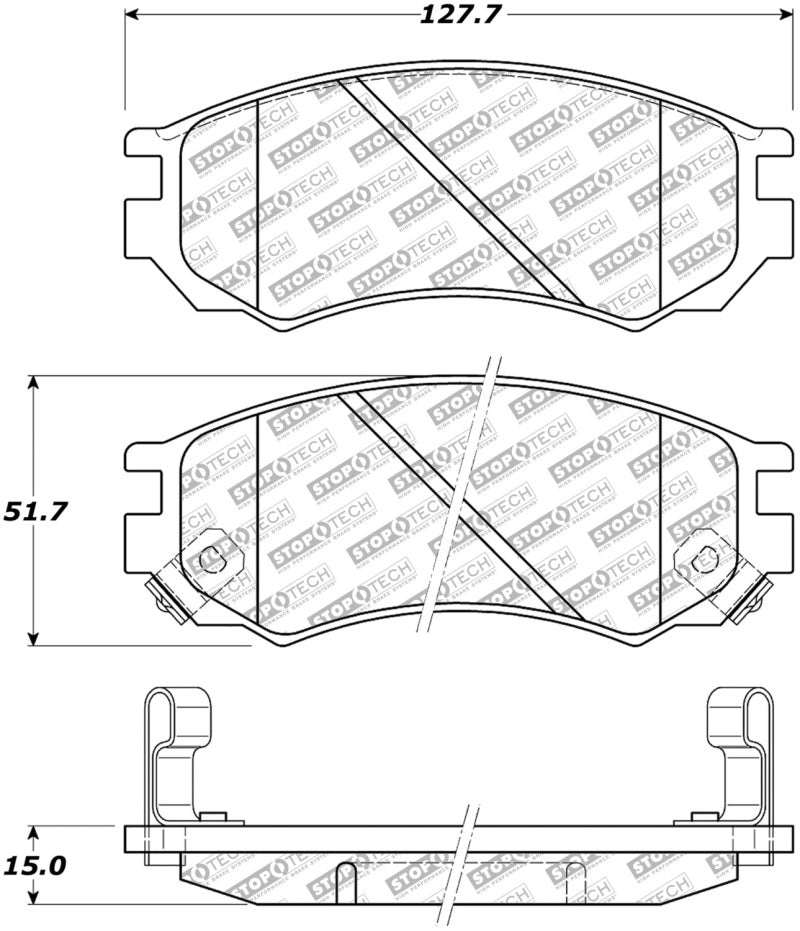 Stoptech 305.0549 91-94 Nissan Sentra Street Select Front Brake Pads