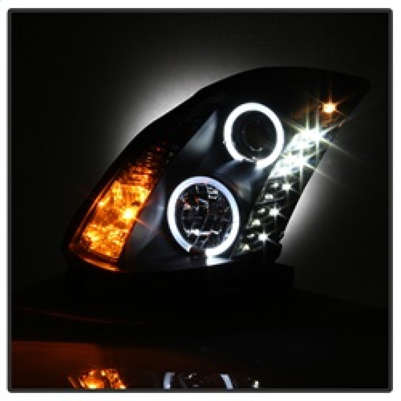 Spyder 5011060 fits Infiniti 03-07 G35 2DR Projector Halogen - LED Halo DRL Blk