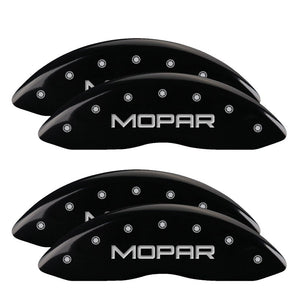 MGP 12203SMOPBK 4 Caliper Covers Engraved Front & Rear MOPAR Black finish silver