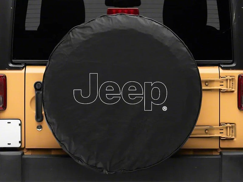 Officially Licensed fits Jeep 66-18 oljJ157894D CJ5/ CJ7/ Wrangler YJ/ TJ/JK Outline Logo Spare Tire Cover- 32In