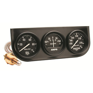 AutoMeter 2393 AutoMeter Gauge Console Oilp/Wtmp/Amp 2in. 100PSI/280 Deg. F/60A Blk Dial Blk Bzl Autogage