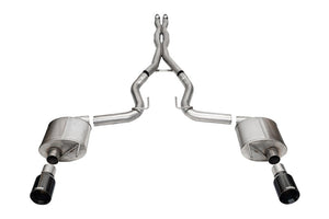 CORSA Performance 21255BLK Corsa 24+ Frd fits Mustang GT- Sport Cat-Back Ex.Sys 3.0in Dual Rear Exit w/4.5in Blk PVD StraightCut Tip