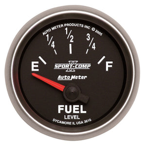 AutoMeter 3616 Autometer Sport-Comp II 52mm 240-33 ohms Short Seeep Electronic Fuel Level Gauge