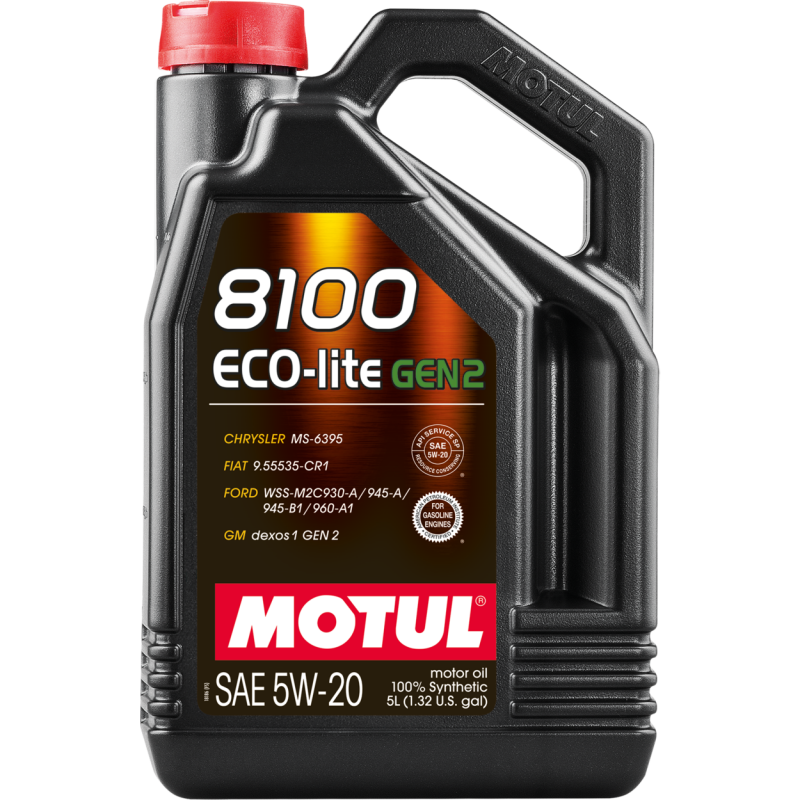 Motul 111360 5L 8100 Eco-Lite Gen3 5W20 Full Synthetic Engine Oil