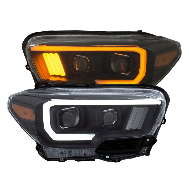 ANZO 111397 2017 fits Toyota 16-20 Tacoma Projector Headlights w/ Plank Style Switchback Black w/ Amber w/ DRL