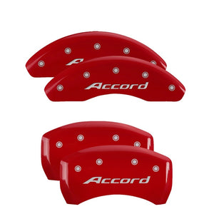 MGP 20224SACCRD 4 Caliper Covers Engraved Front fits Accord Rear Accord Red Fini