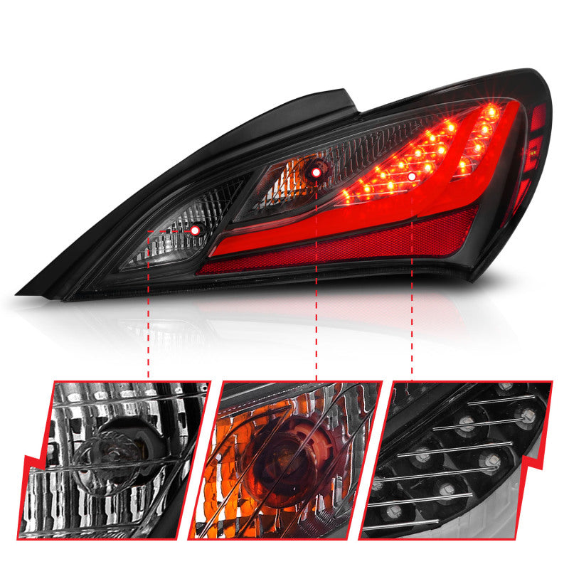 ANZO 321347 Hyundai fits Genesis 10-13 2DR LED Taillights Smoke