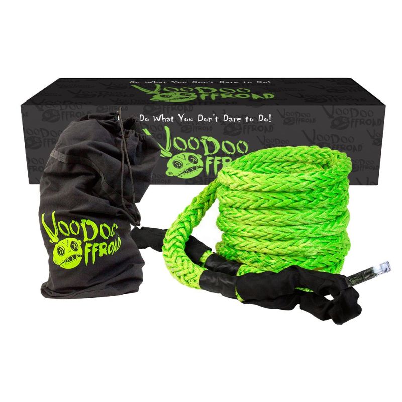 Voodoo Offroad 1300034A 2.0 Santeria Series 1-1/4in x 30 ft Kinetic Recovery Rope with Rope Bag - Green