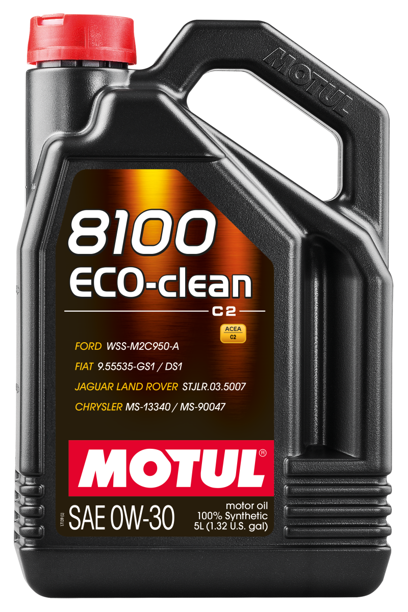 Motul 102889 5L Synthetic Engine Oil 8100 0W30 4x5L ECO-CLEAN ACEA C2 API SM ST.JLR 03.5007