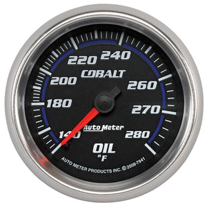 AutoMeter 7941 Autometer Cobalt 66.7mm 140-280 Degree F Mechanical Oil Temperature Gauge