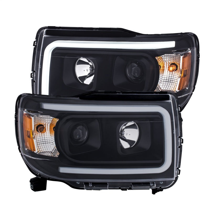 ANZO 111381 2015+ fits GMC Canyon Projector Headlights w/ Plank Style Design Black w/ Amber