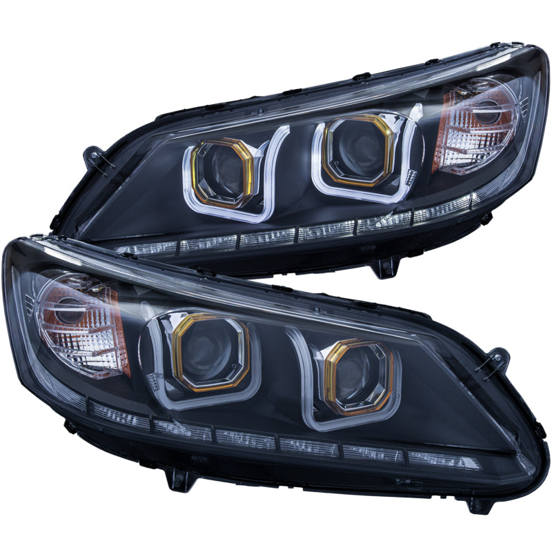 ANZO 121492 2015 fits Honda 13-20 Accord Projector Headlights w/ U-Bar Black