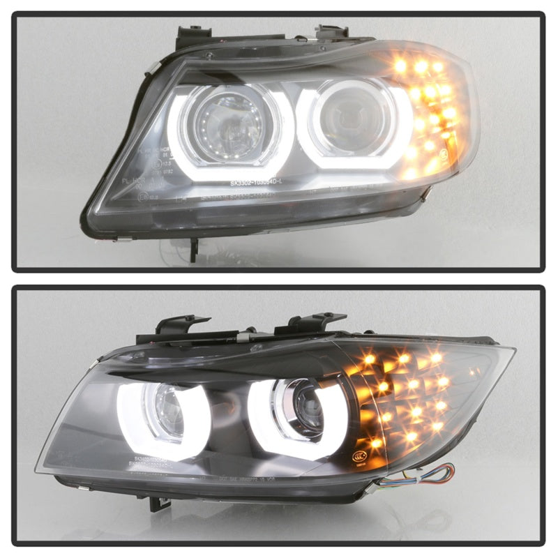 Spyder 5086495 fits BMW 09-12 E90 3-Series 4DR HID w/ AFS Only - LED Turn - Bla