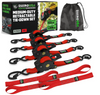 Rhino USA TD-RSRE1X10-RED-R Retractable Ratchet Straps (4Pk 1Inx10Ft) (Red)