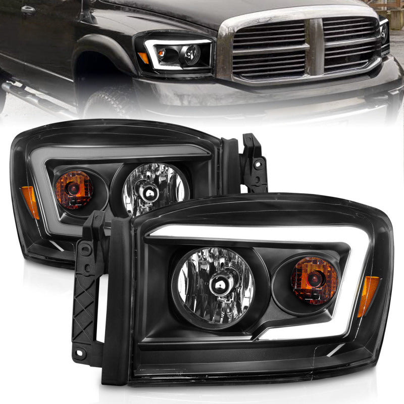 Anzo 111524 06-09 fits Dodge RAM 1500/2500/3500 Headlights Black Housing/Clear Lens (w/ Light Bars)