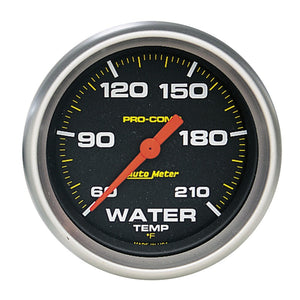 AutoMeter 5469 Autometer Pro Comp 60-210 Deg F Full Sweep Electronic Water Temperature Low Temp Gauge