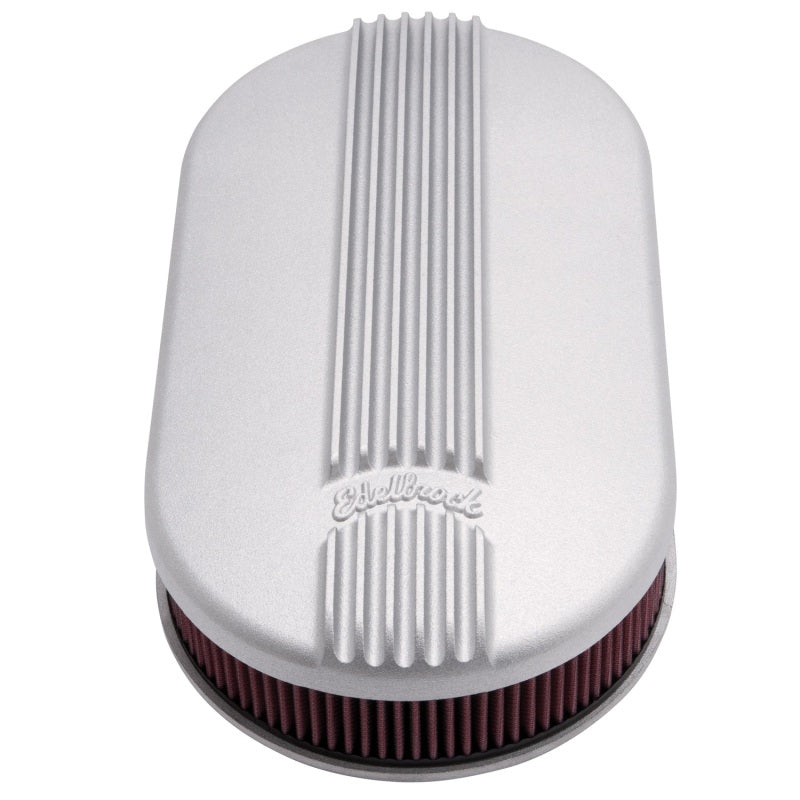 Edelbrock 41199 Air Cleaner Classic Series Oval Aluminum 17 5In X 9 35In X 4 45In Dual Carburetor
