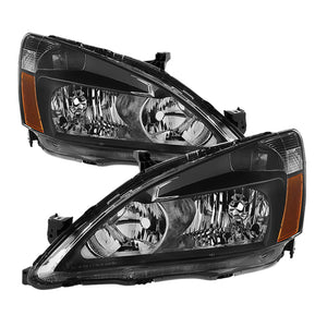 5014351 Xtune fits Honda 03-07 Accord Amber Crystal Headlights Black HD-JH-HA0