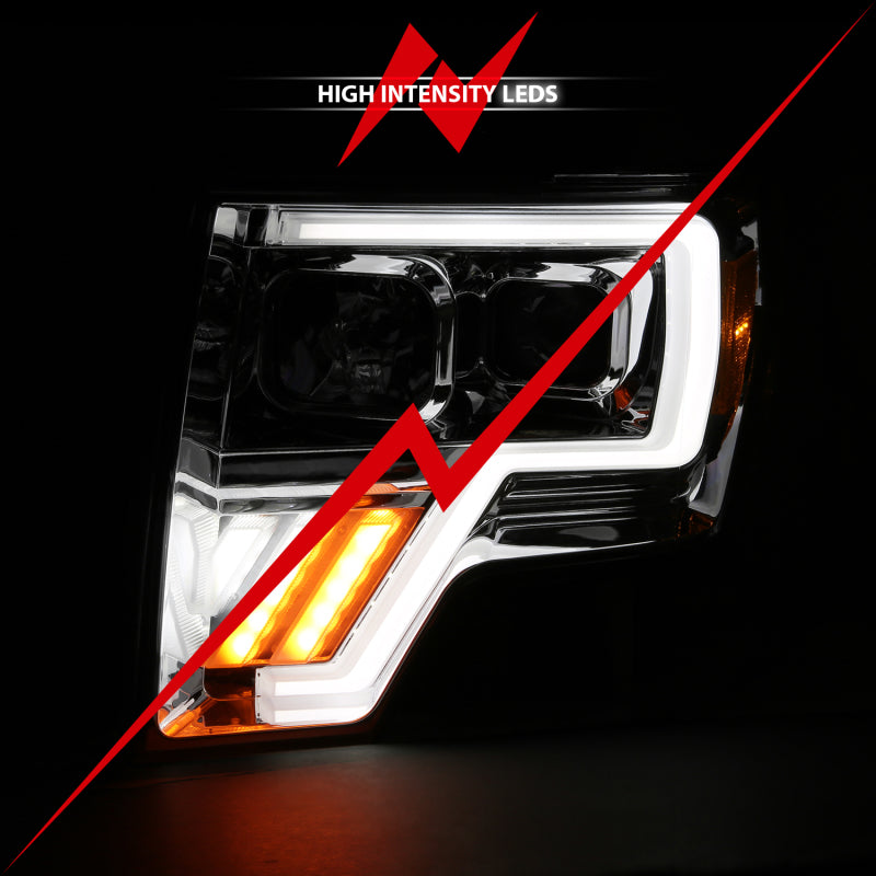 ANZO 111470 2013 fits Ford 09-20 F-150 Projector Light Bar G4 Switchback H.L. Chrome Amber