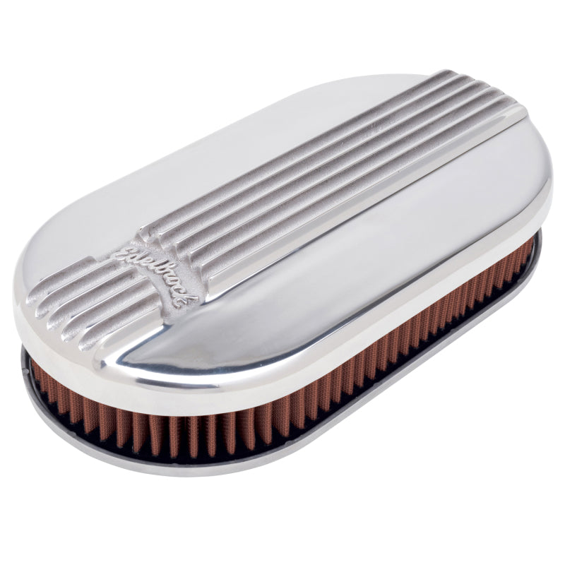 Edelbrock 4115 Air Cleaner Classic Series Oval Aluminum Top Cloth Element 17 5In X 9 35In X 3 9In