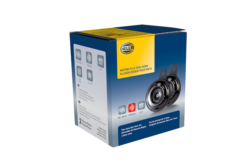Hella 12588011 Horn Kit Bx Blk Disc Mcycle 12V Univ