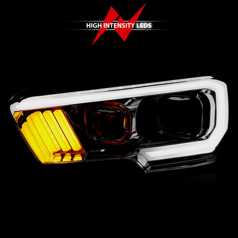 ANZO 111380 2017 fits Toyota 16-20 Tacoma Projector Headlights w/ Plank Style Design Chrome/Amber w/ DRL