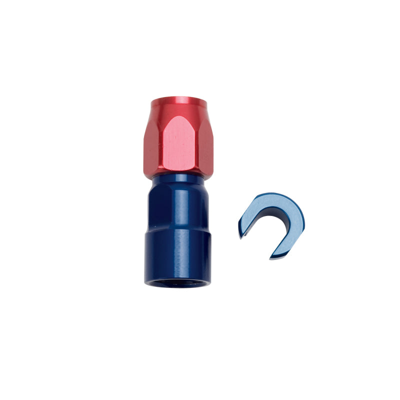 Russell 611200 Performance 3/8in SAE Quick Disc Female to -6 Hose Red/Blue Straight Hose End