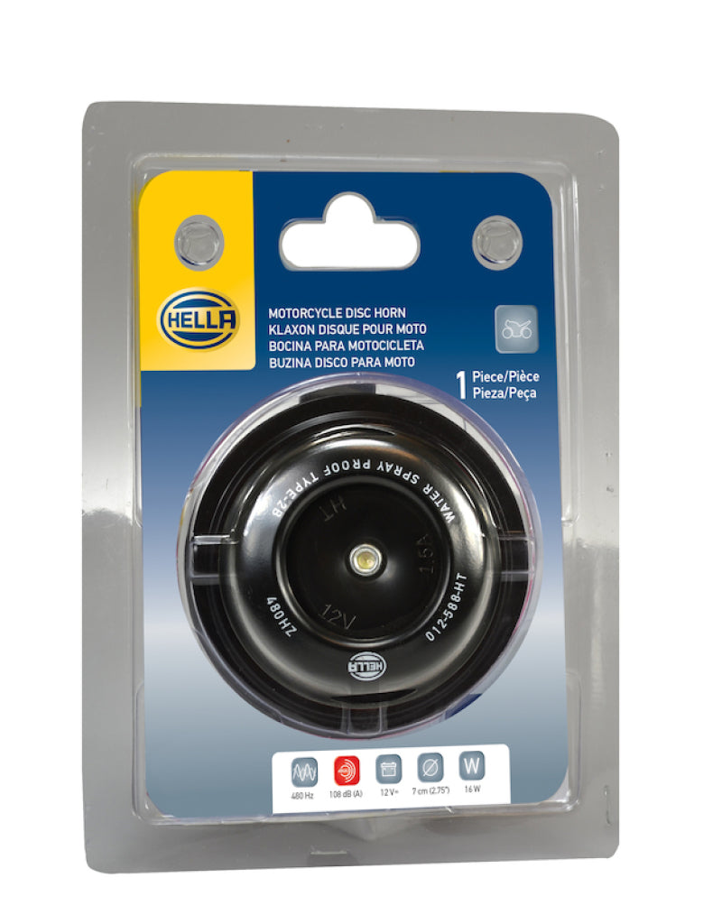 Hella 12588061 Horn Bl Blk Disc Ht Mcycle 12V Univ