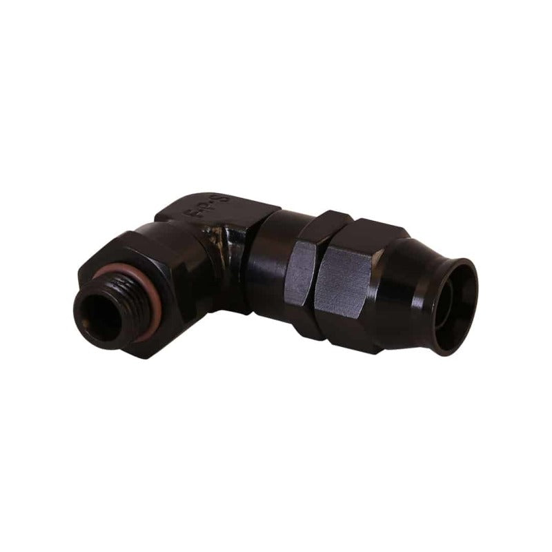 Aeromotive  15736 PTFE Hose End - AN-06 to AN-08 Hose - 90 Deg - Black Anodized