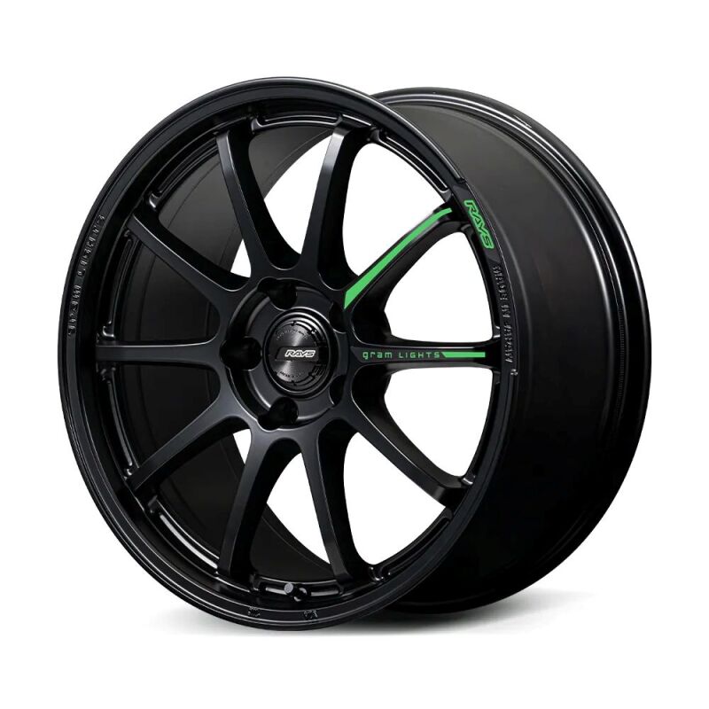 Gram Lights 57NR LIMITED II 18x9.5 +42 5-112 Semigloss Black Wheel w/ Black Cap/Stickers/Air Valve