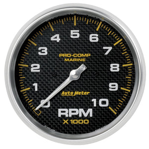 AutoMeter 200801-40 Autometer Marine Carbon Fiber 5in 10K RPM In-Dash Tachometer Gauge
