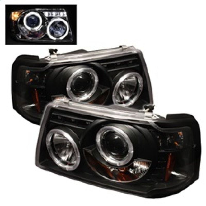 Spyder 5010490 fits Ford 01-11 Ranger 1PC Projector Headlights LED Halo LED Blk