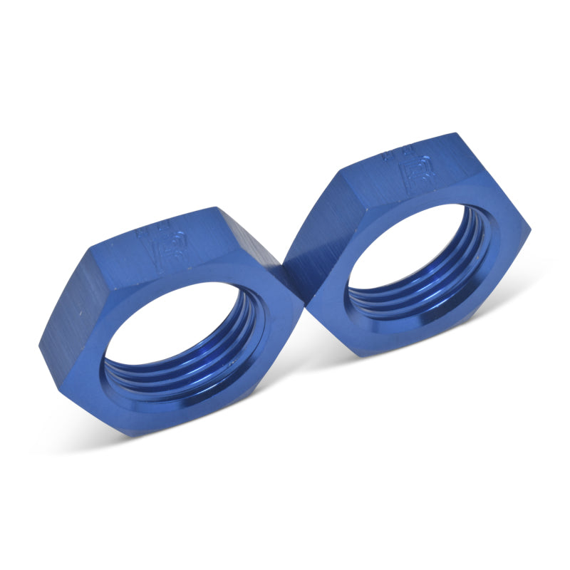 Russell 661920 Performance -12 AN Bulkhead Nuts 1 1/16in -12 Thread Size (Blue)